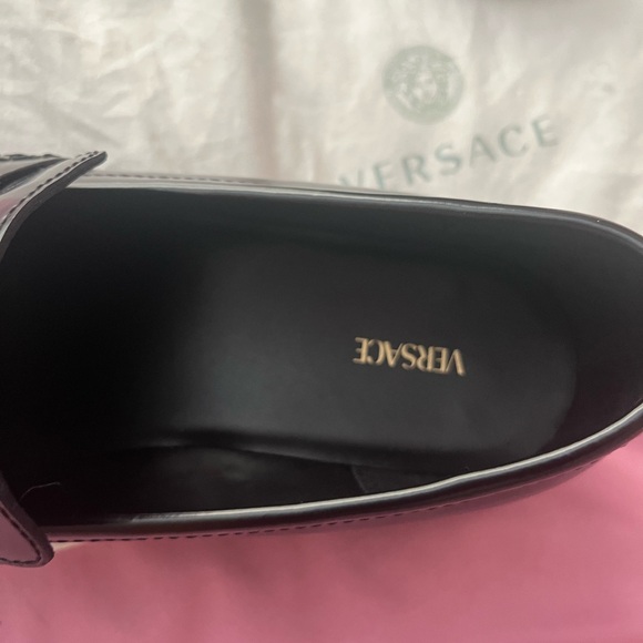 Versace Black Loafers with Gold Medusa Accent